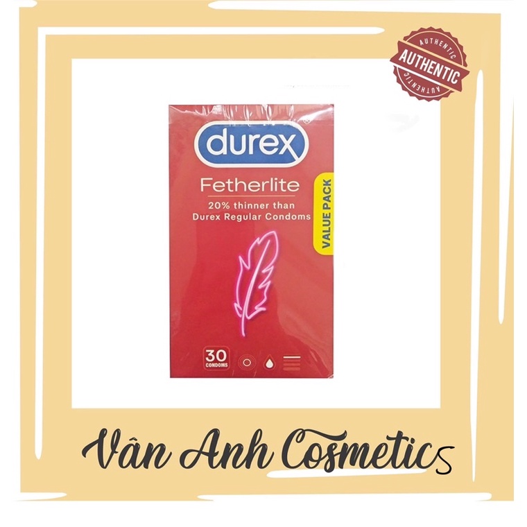 Bao cao su siêu mỏng Durex Fetherlite Úc - Hộp 30 chiếc