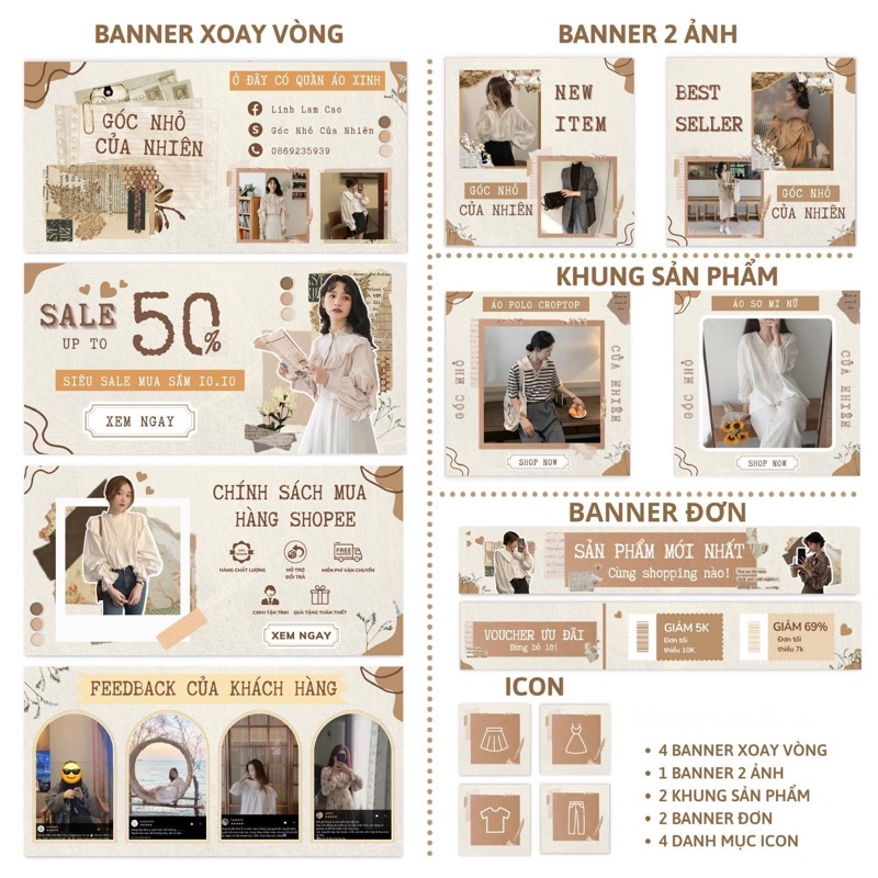 [THỜI TRANG NỮ] Thiết Kế bộ template banner shopee cho shop quần áo váy đầm nữ thời trang nữ phụ kiện thời trang store