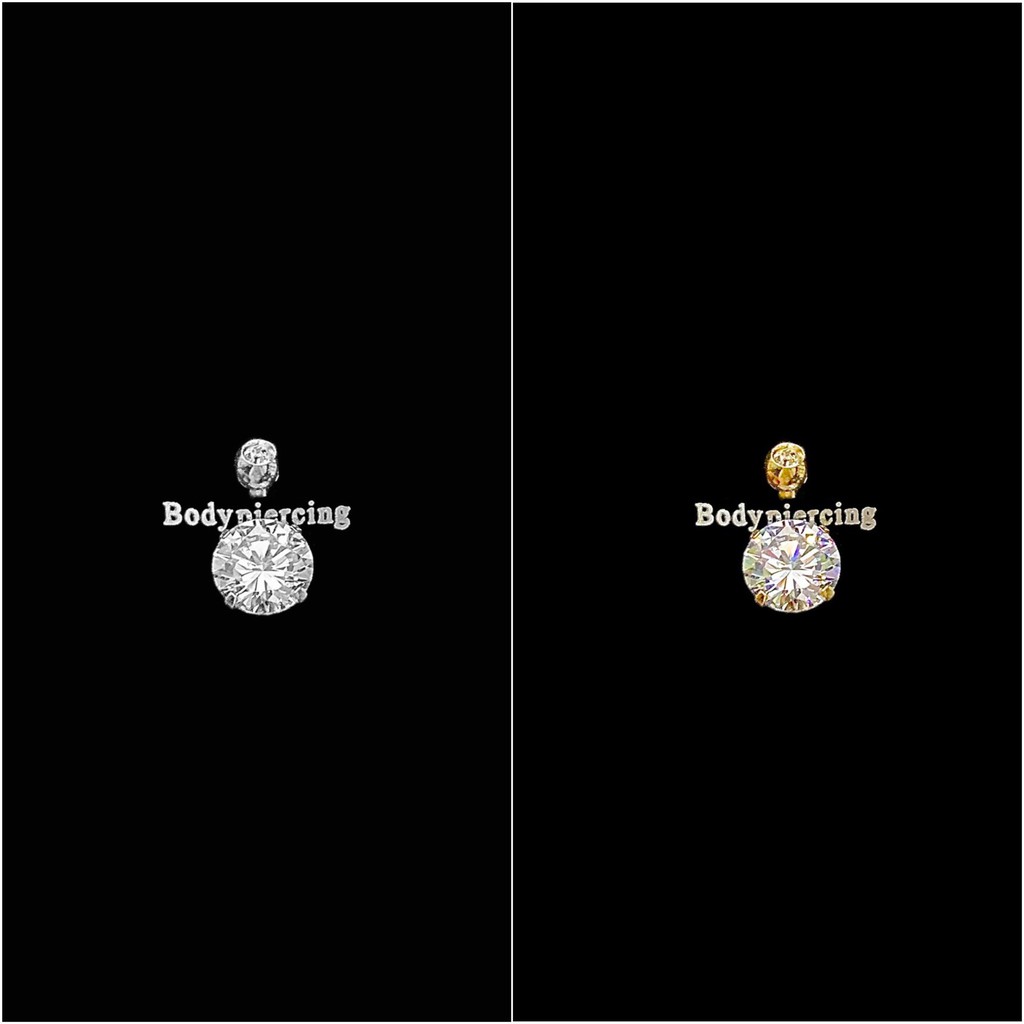 khuyên rốn đá trấu thân ngắn 8mm - khuyên rốn đá