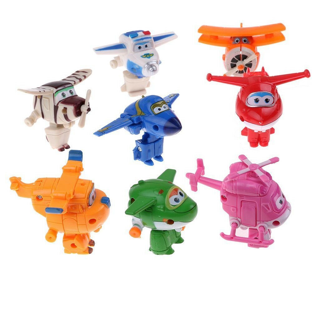 Bộ 8 máy bay đồ chơi mini nhân vật trong hoạt hình Super Wings cho bé