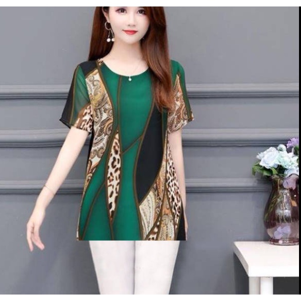 Áo Thun Tay Ngắn Dáng Rộng Vải Lụa Mát Phong Cách Phương Tây Thời Trang Mùa Hè Cho Nữ