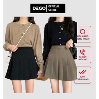 Chân váy xếp ly tennis lưng cao dáng ngắn có lót trong DEGO Chân váy xòe nữ 3 màu kiểu dáng basic dễ phối đồ