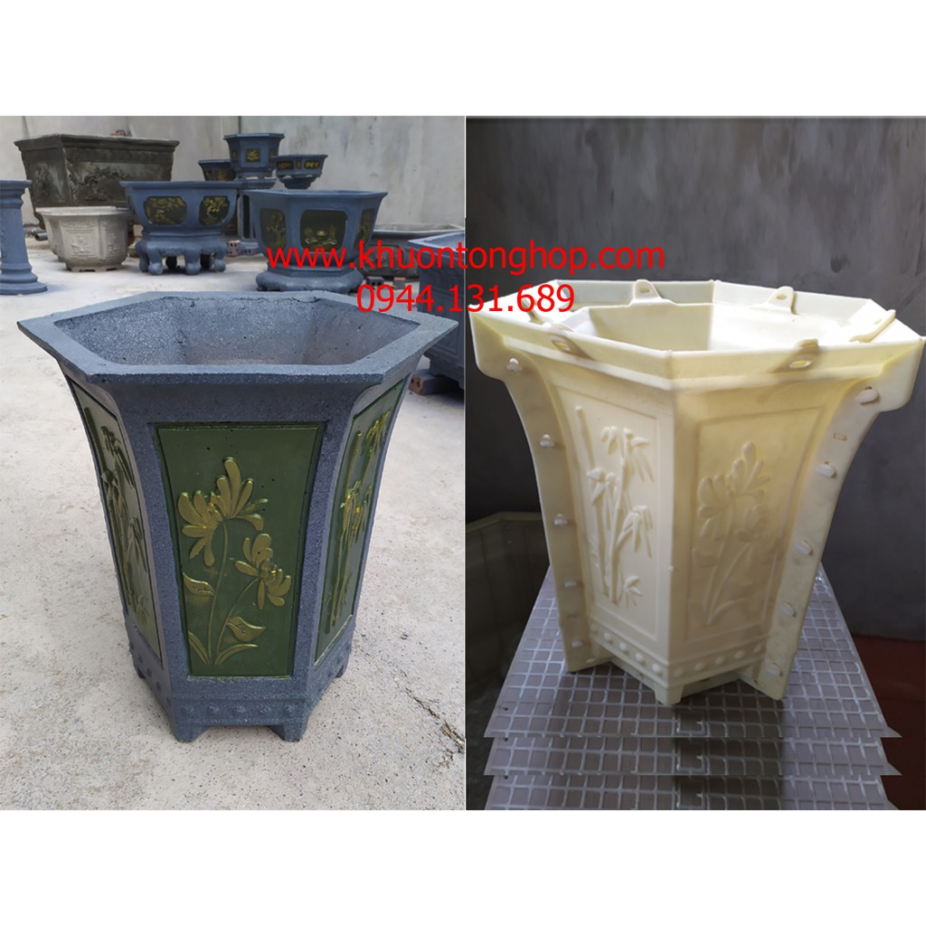 Khuôn chậu lục giác đứng, rộng 43cm cao 55cm