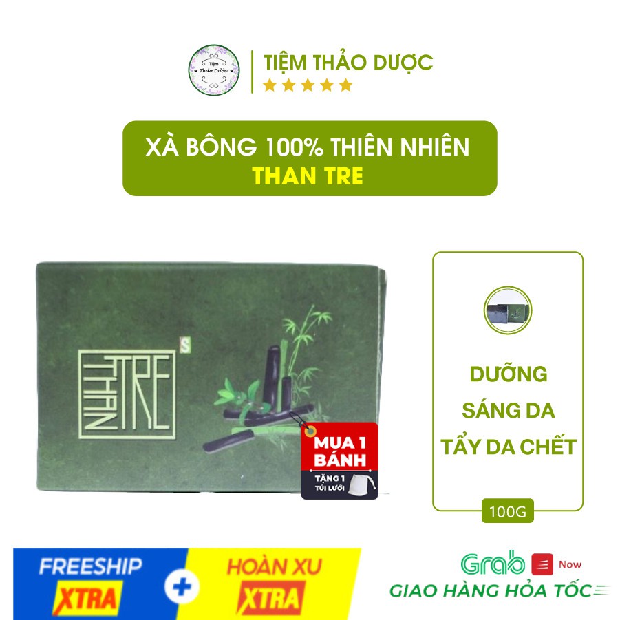 Xà bông Sinh Dược , xà phòng than tre dưỡng da,tẩy da chết từ hạt than tre 100gr