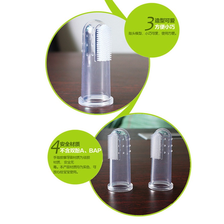 Bàn Chải Đánh Răng Bằng Silicone Đeo Ngón Tay Cho Bé Sơ Sinh