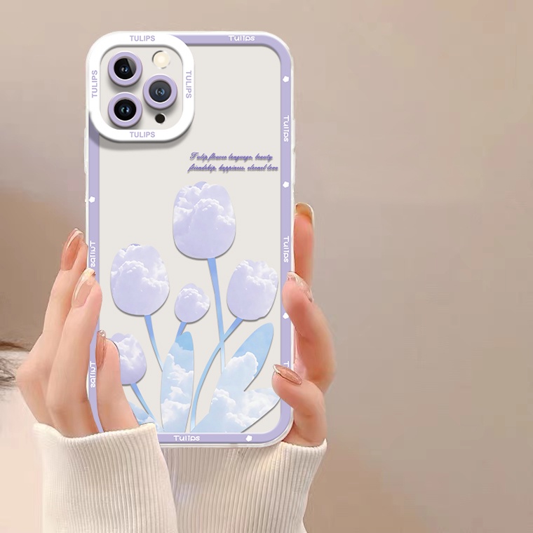 Ốp Điện Thoại TPU Dẻo Trong Suốt Họa Tiết Hoa Xinh Xắn Chống Sốc Cho IPhone 13 12 Pro Max 11 Xs XR 8 7 6S Plus Xs Max