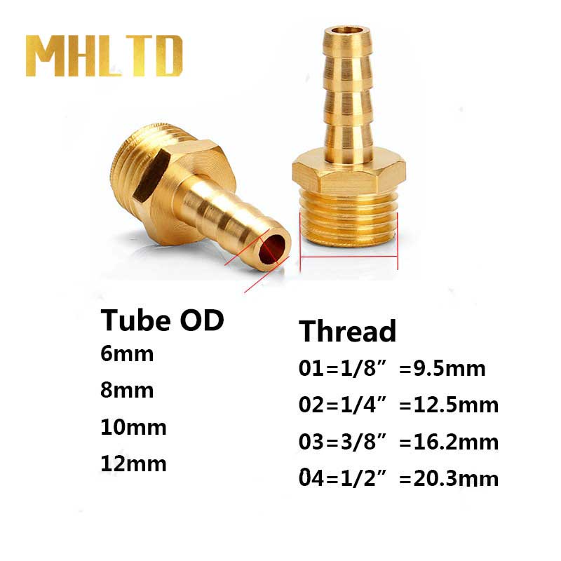 Đầu Nối Ống Nước Bằng Đồng 1 / 8 "1 / 4" 3 / 8 "1 / 2" - 6mm 8mm 10mm 12mm 14mm
