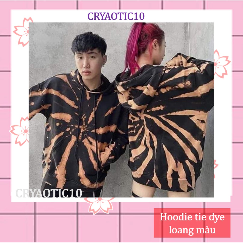 Áo hoodie tie dye loang màu unisex