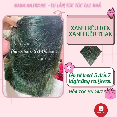 Thuốc nhuộm màu xanh rêu đen/xanh rêu than kèm trợ dưỡng