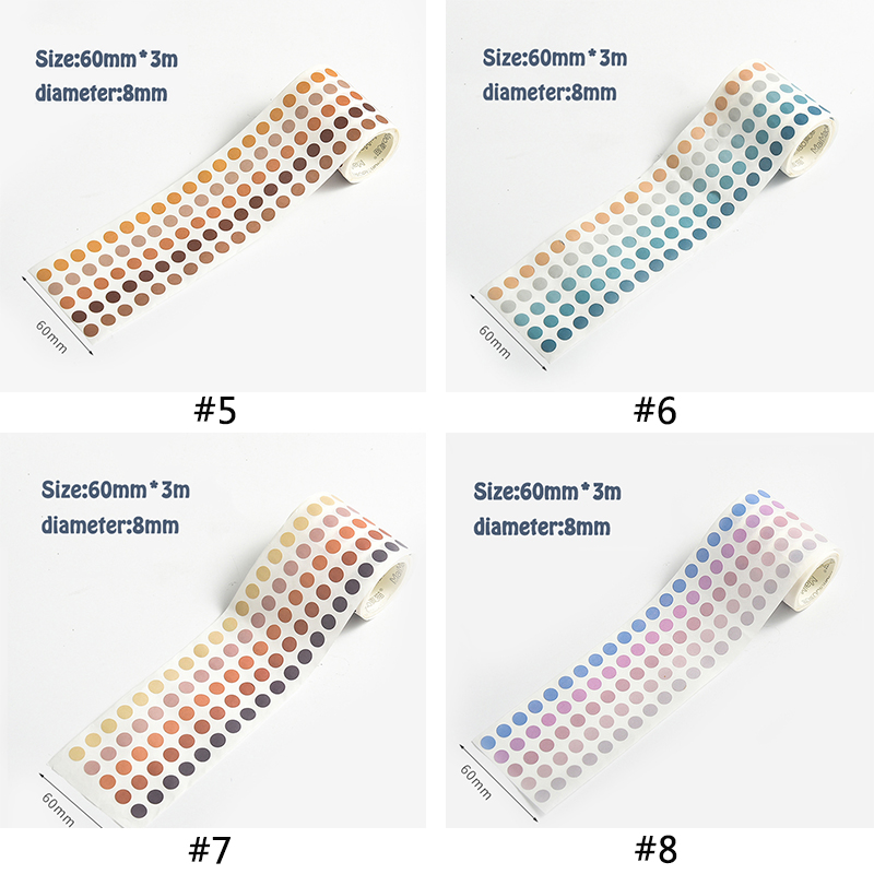 Cuộn băng keo Washi họa tiết chấm bi trang trí sổ tay 3m