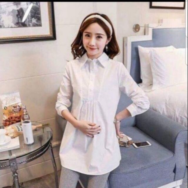 Áo bầu sơ mi trắng siêu đẹp