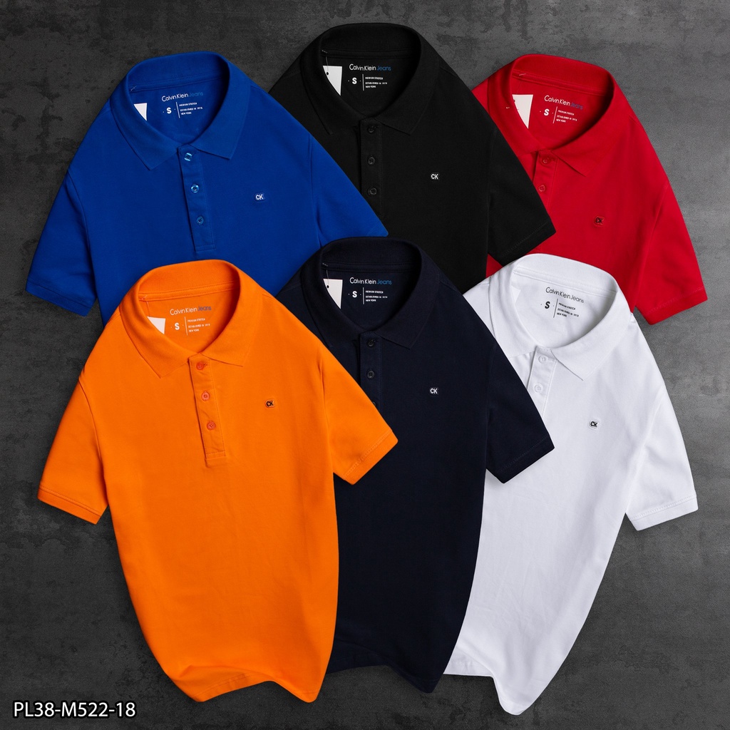 Áo thun Polo Nam CK thêu logo nhỏ ngực áo  - PL38- VNXK- 6 MÀU