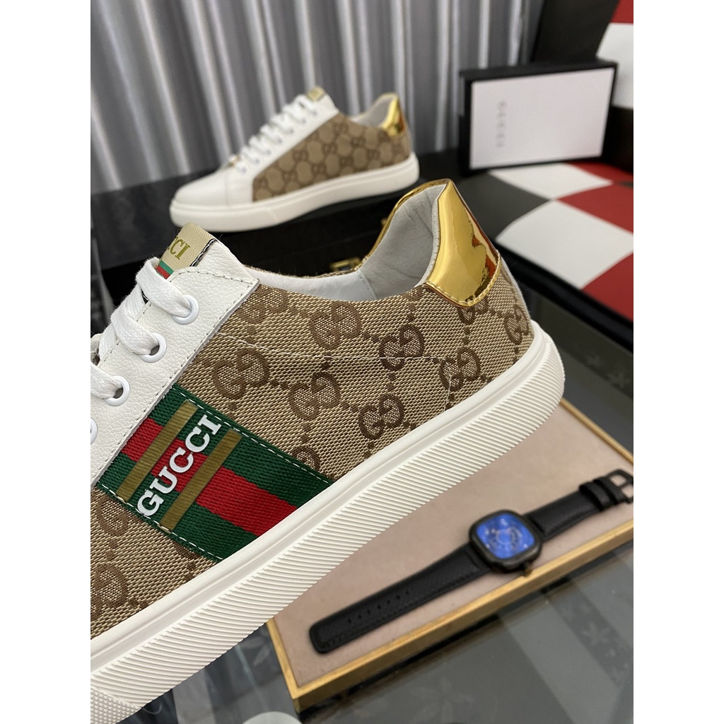 Giày sneakers nam da thật GUCCI GG GC thiết kế kiểu dáng trẻ trung kết hợp với họa tiết thương hiệu kinh điển