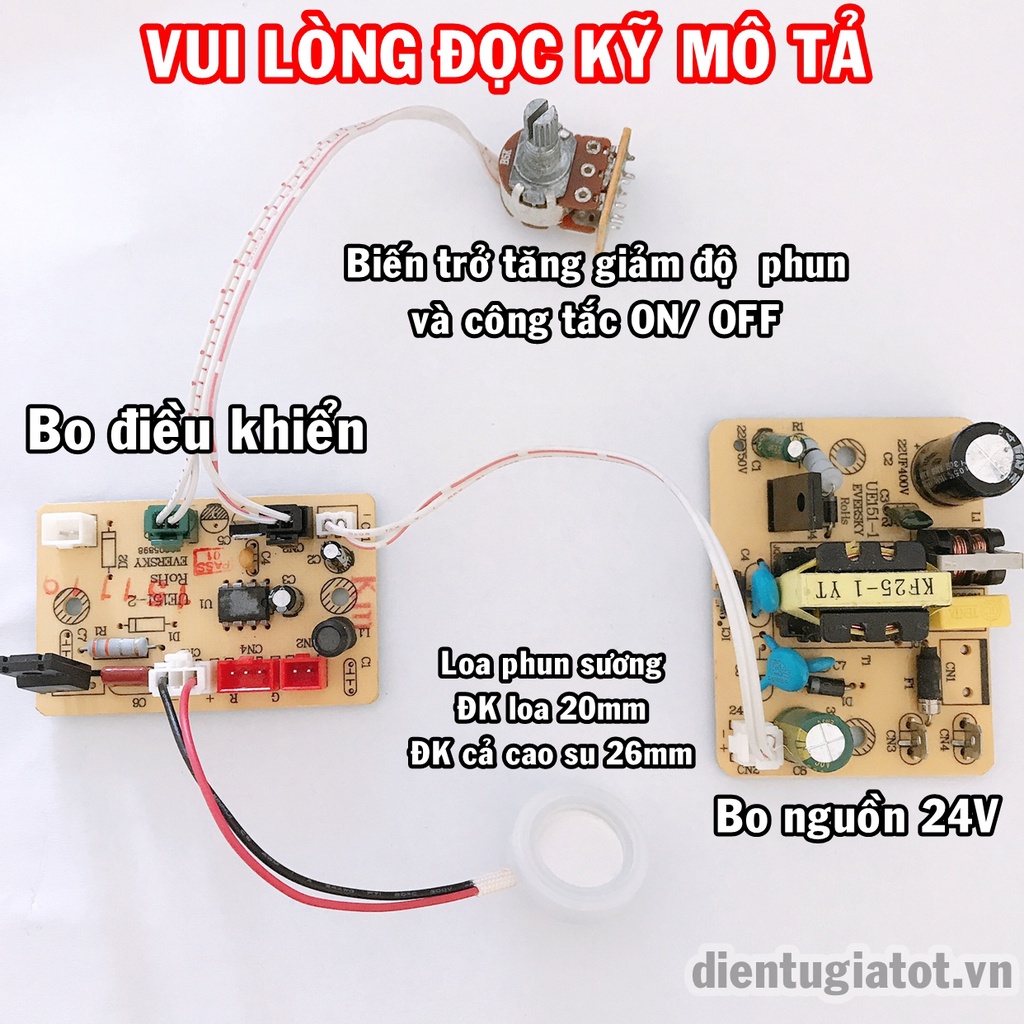 Combo mạch phun sương siêu âm 24V 20W