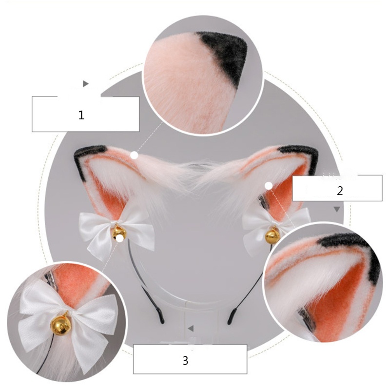 Băng Đô Tai Mèo Phối Lông Phong Cách Lolita Nhật Bản