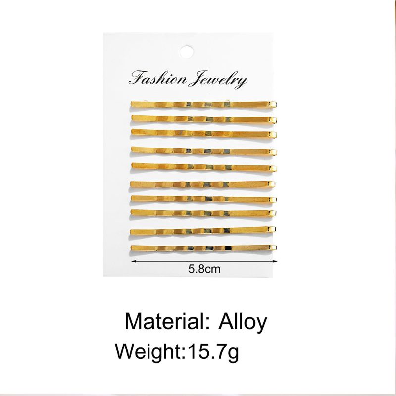 Oneri Kẹp Tóc Mái Một Bên Màu Vàng Kim Kết Cấu Gợn Sóng Màu Vàng Kim Loại Tối Giản Cl