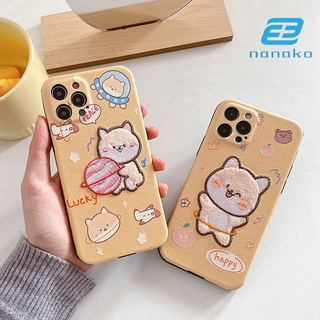 Ốp điện thoại bề mặt thêu hình chú chó dễ thương cho Iphone 12/pro/max/11 X/XS 8 Plus/ 7P/ 12 mini