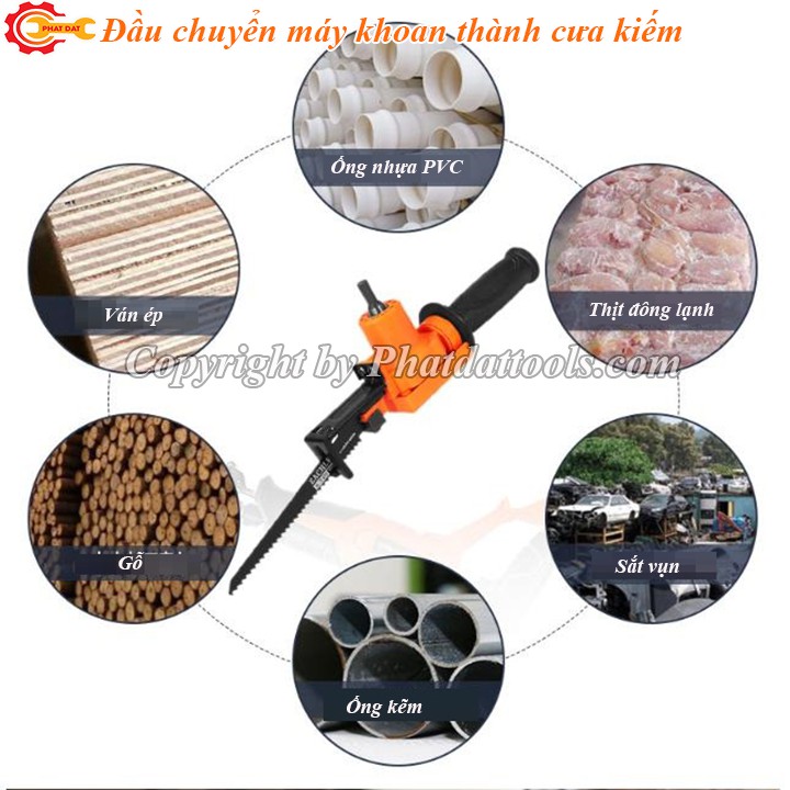 Đầu chuyển máy khoan thành cưa kiếm-Bộ chuyển đổi máy khoan cầm tay thành máy cưa kiếm đa năng