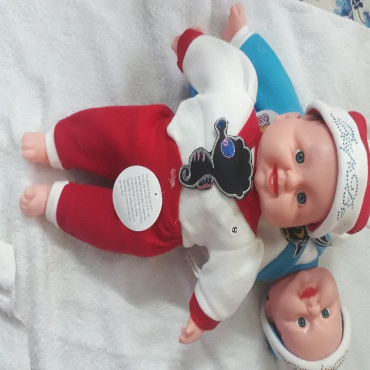 Búp bê sơ sinh bé trai biết cười mình bông mềm dài 42 cm nặng 400 g