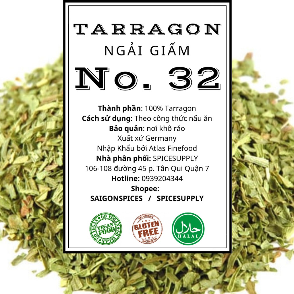 Tarragon - Ngải giấm SPICESUPPLY Việt Nam nấu món Pháp Hũ 25g