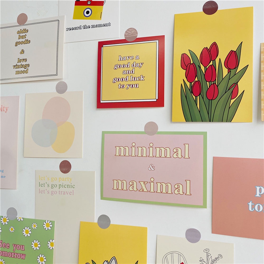 Bộ 13 tấm thẻ dán tường hình hoa tulip màu sắc dùng trang trí độc đáo