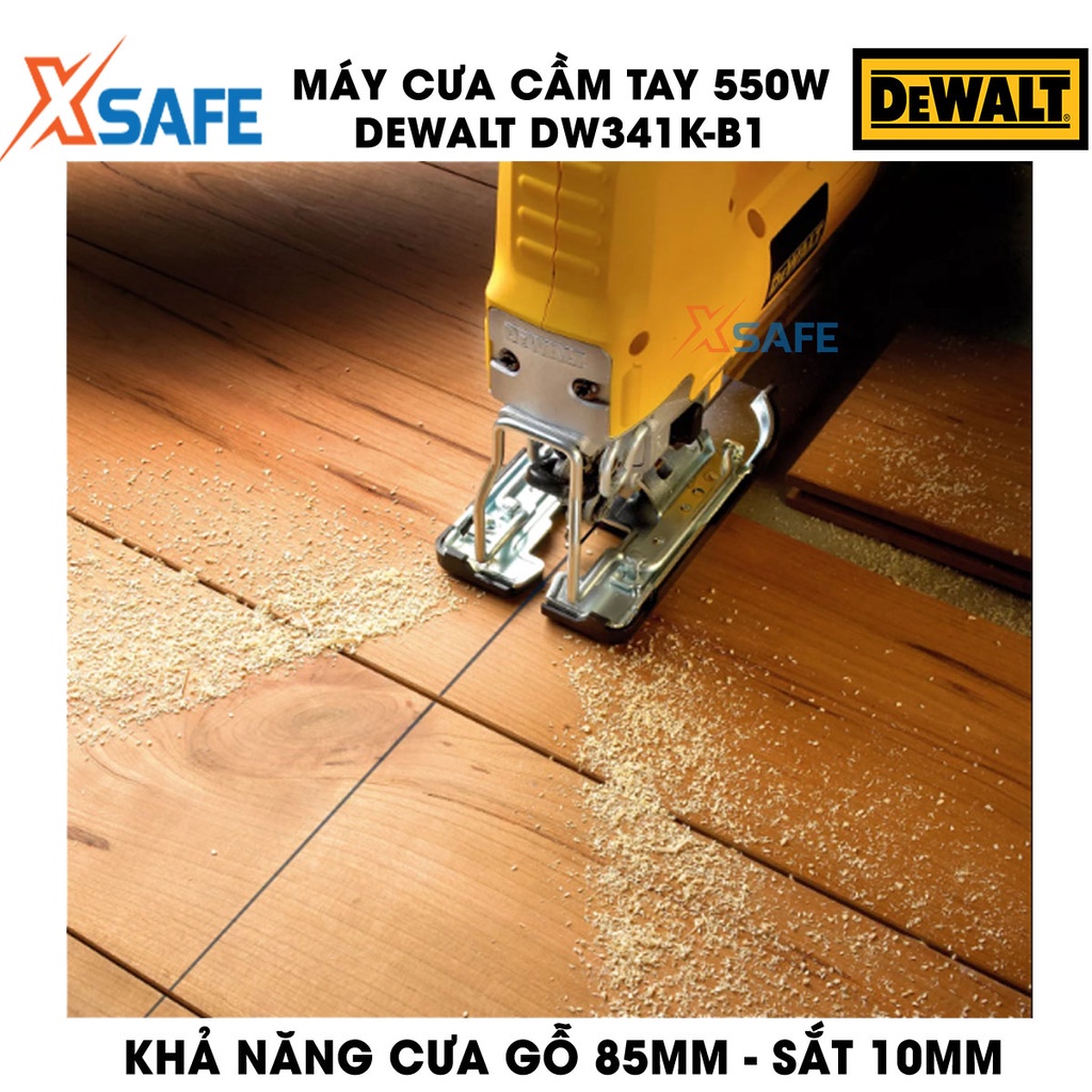 Máy cưa DEWALT DW341K-B1  550W nhiều cấp tốc độ Máy cưa cầm tay DeWalt hộp kim nhôm cao cấp, cưa gỗ 85mm, cưa sắt 10mm