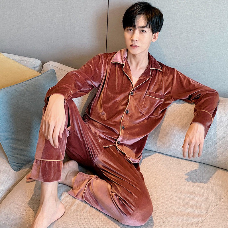 Bộ đồ ngủ pijama vải nhung mặc mùa thu đông ấm áp hợp thời trang cho cặp đôi | BigBuy360 - bigbuy360.vn