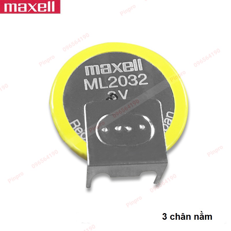 Pin sạc Maxell ML2032 3V Lithium hàn chân, có dây cắm