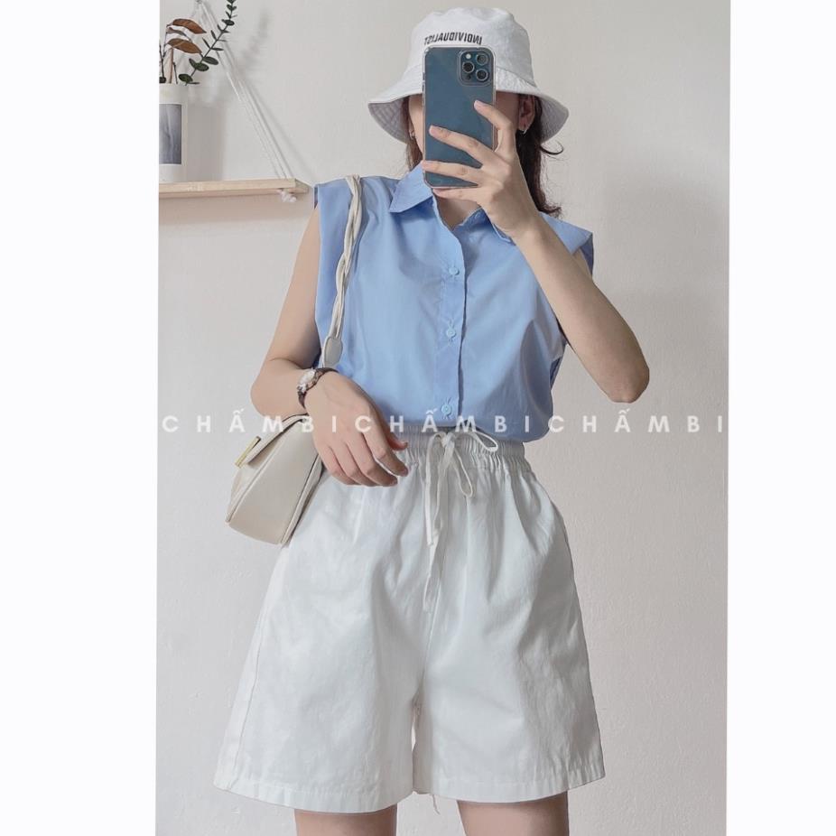 Áo sơ mi form rộng A,234, Áo sơ mi khoét nách phong cách ulzzang Hàn Quốc