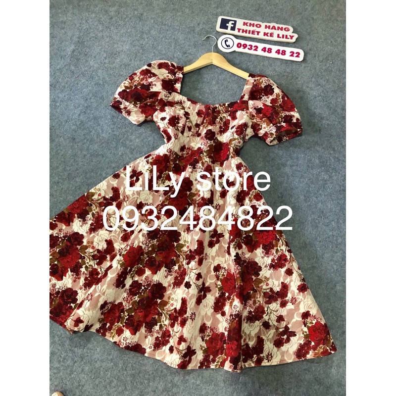 Đầm hoa gấn tay phồng ( ảnh và video thật 1000000%)