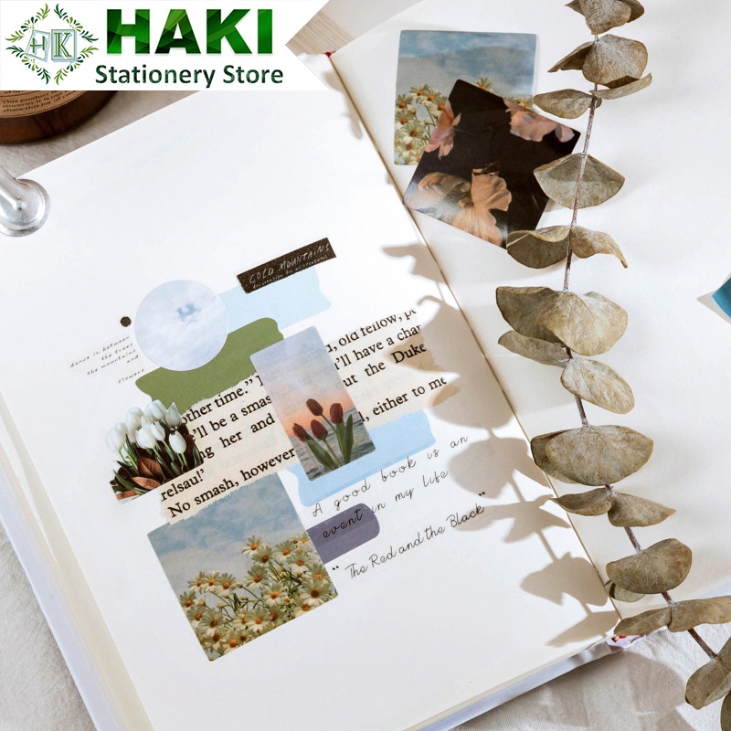 Sticker hoa cute dễ thương HAKI, 46 hình dán cute trang trí sổ bullet journal đẹp ST06