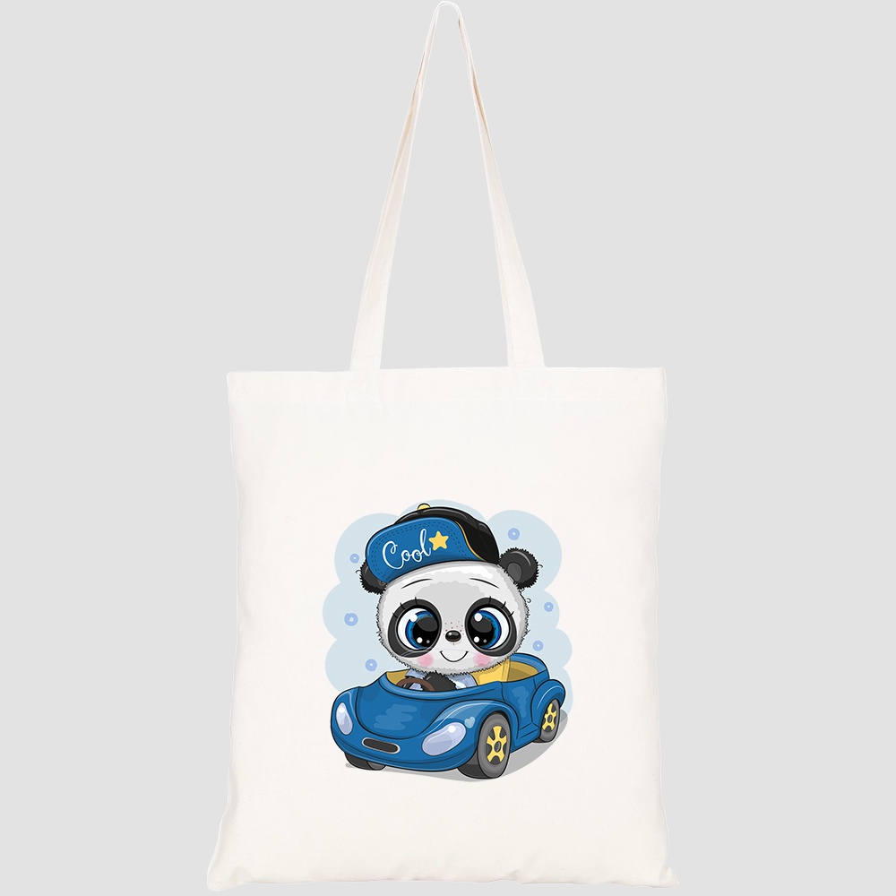 Túi vải tote canvas HTFashion in hình cute cartoon panda boy cap HT394