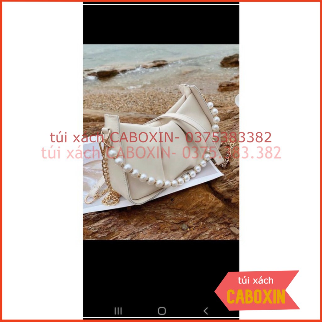 túi xách kẹp nách nữ nhún phối dây ngọc ( thêm hộp thêm 25k)  -CABOXIN tuyển sỉ toàn quốc