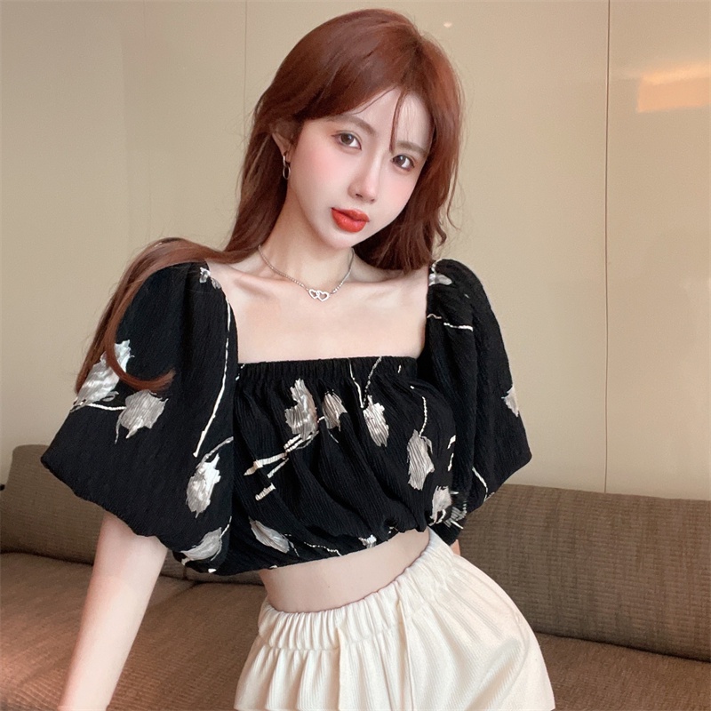 Áo Sơ Mi Tay Ngắn Hở Vai Dáng Rộng In Họa Tiết Độc Đáo Thời Trang Cho Nữ