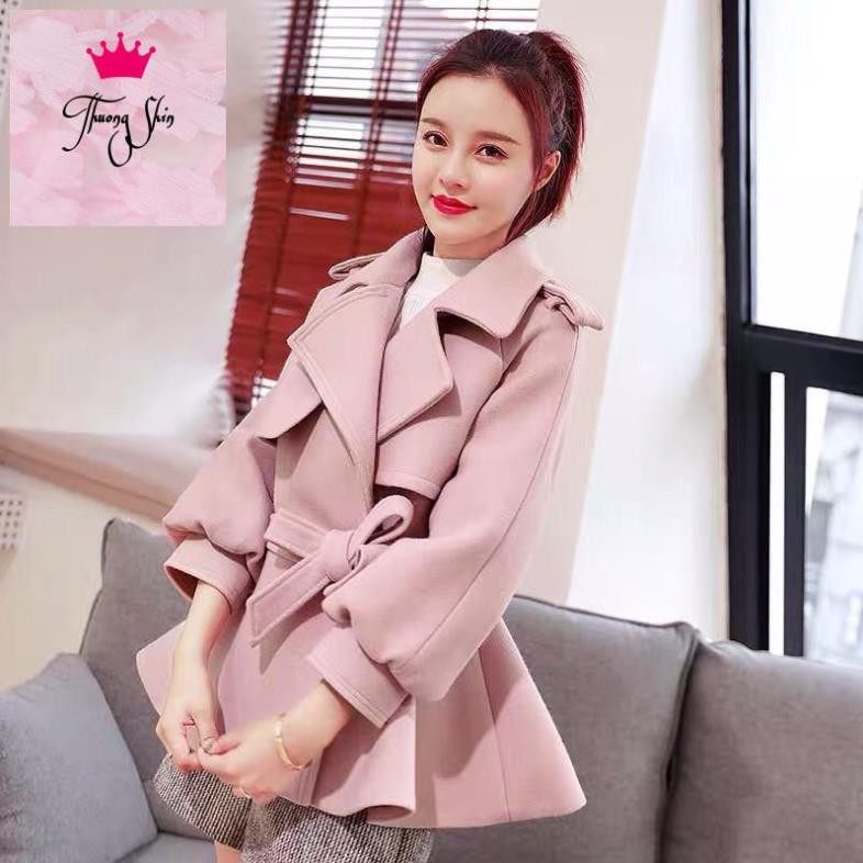 Loại 1 Áo Khoác Dạ Hồng Tay Phồng Nữ Tính( HÀNG CÓ SẴN)- CHẤT DẠ DÀY MỊN- FREESHIP