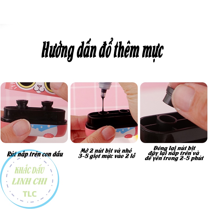 COMBO Con dấu hình thú tặng hộp và mực