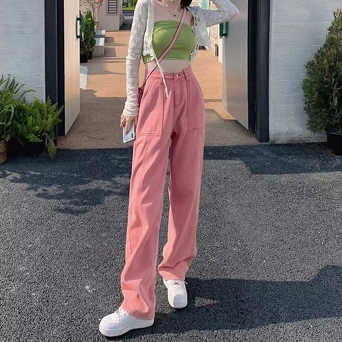 Quần Jeans Nữ Dài Ống Rộng Thời Trang Hàn Quốc Mới