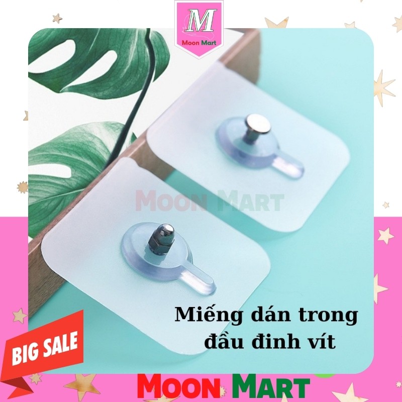 Miếng dán trong suốt 6*6cm đầu đinh vít, móc treo giá kệ, khung tranh ảnh [A9-A10]