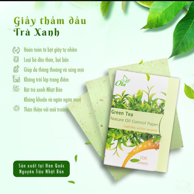 Giấy Thấm Dầu Ola Nature Oil ConTrol Paper Hàn Quốc 100 miếng