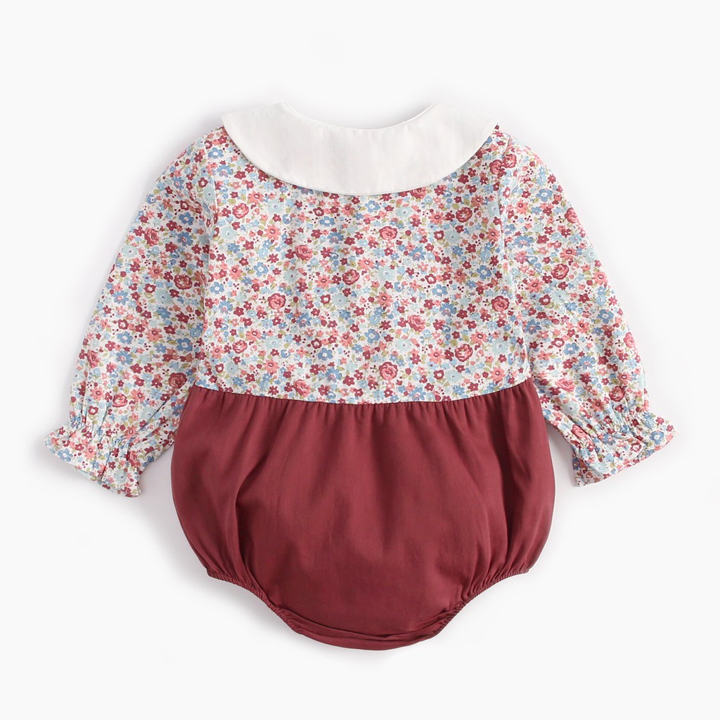 Sanlutoz Áo Liền Thân Sanlutoz Họa Tiết Bông Hoa Màu Đỏ Cho Bé Gái