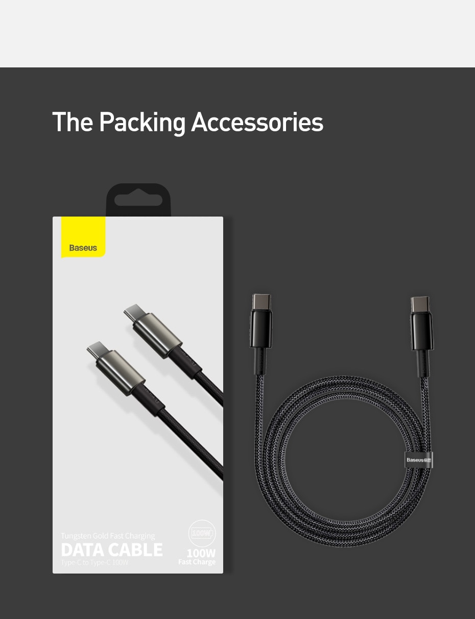 Cáp Baseus Sạc Nhanh Truyền Dữ Liệu 100w Usb C Pd Sang Usb Type C Dành Cho Macbook Ipad Xiaomi Mi Samsung