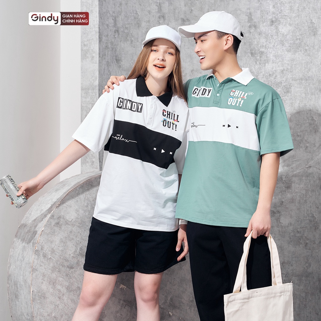 Áo thun polo nam nữ form rộng unisex GINDY phông cotton tay lỡ thời trang Hàn Quốc Local Brand A076