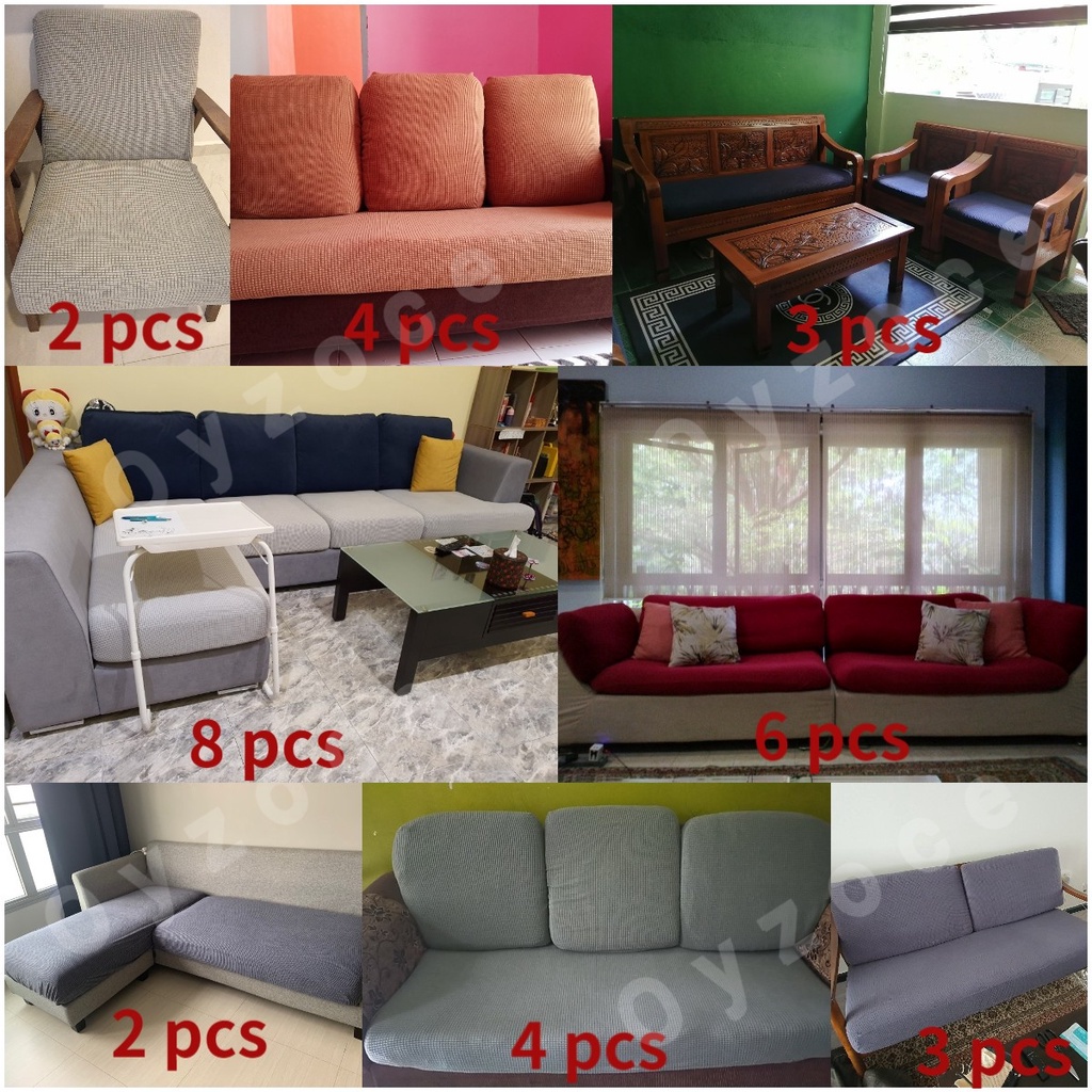 Vỏ Bọc Ghế Sofa 1 2 3 4 Chỗ Ngồi Màu Trơn Chất Liệu Dày Dặn Co Giãn Trang Trí Nhà Cửa