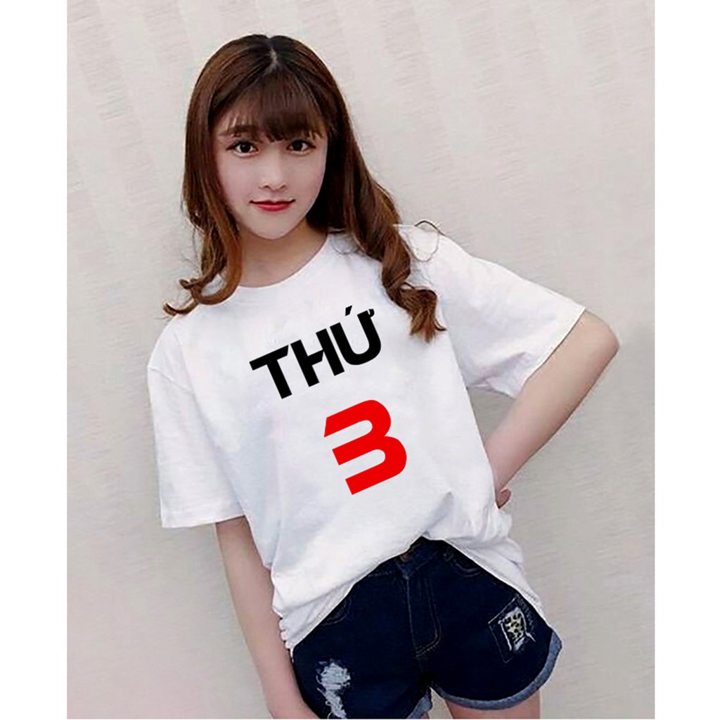 Áo Thun Nữ In Hình Các Thứ Trong Tuần Siêu Hot