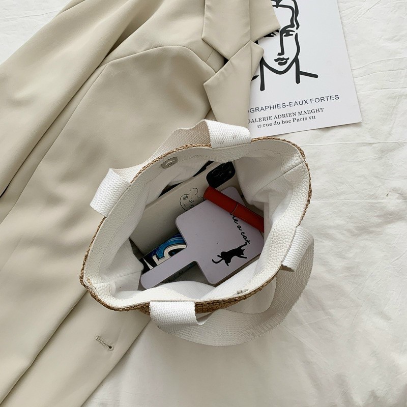 Túi Cói Cầm Tay Bản To - Túi đeo vai bằng vải rơm dệt thời trang đi biển cho nữ