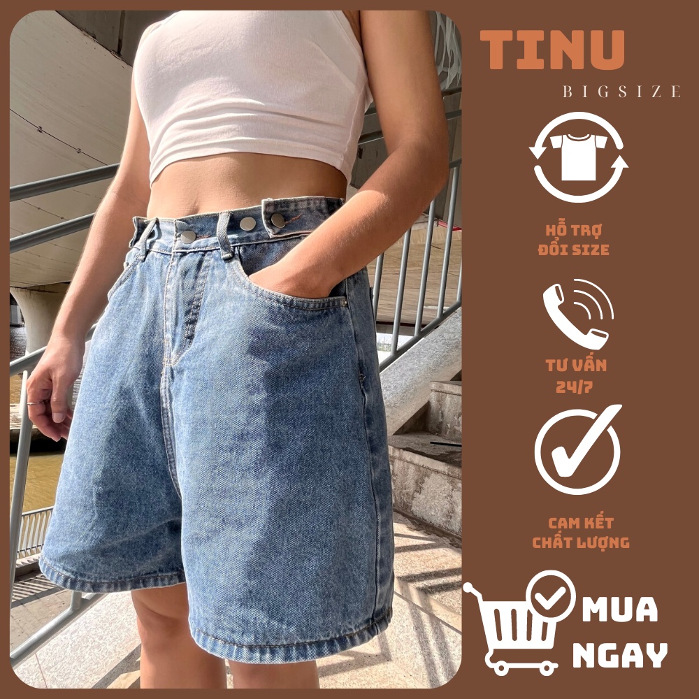 Quần short jean nữ bigsize TINU, quần ngố, short ngố bigsize , ống rộng size lớn