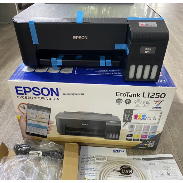 Máy in phun màu Epson L1250 đơn năng có wifi giá theo phân loai có kèm mực hay không