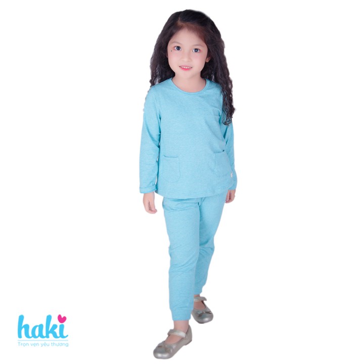 Bộ quần áo mặc nhà bé gái HAKI - Xanh,hồng HK131