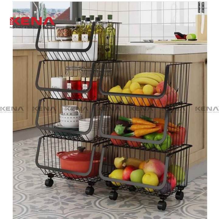 Kệ Để Rau Củ Quả Lắp Ráp Đa Năng KENA KN 499 Thiết Kế Thông Minh Tiết Kiệm Không Gian Bếp Tối Đa | BigBuy360 - bigbuy360.vn