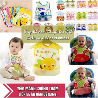 YẾM MÁNG ĂN DẶM CHỐNG THẤM CÓ QUAI DÁN CHO BÉ